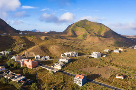 Aerial view of Rebeirao Manuel in Santiago island in Cape Verde - Cabo Verdeの写真素材
