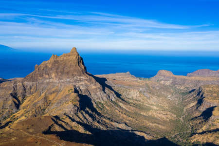 Aerial view of Brianda mount in Rebeirao Manuel in Santiago island in Cape Verde - Cabo Verdeの写真素材