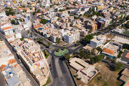 Aerial view of Mindelo city in Sao Vicente Island in Cape Verdeの写真素材