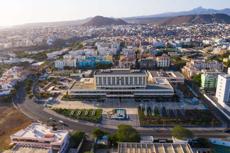 Aerial view of Praia city in Santiago - Capital of Cape Verde Islands - Cabo Verdeの写真素材