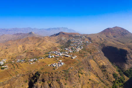 Aerial view of Rebeirao Manuel in Santiago island in Cape Verde - Cabo Verdeの写真素材