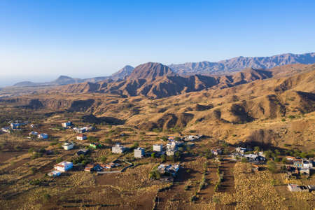 Aerial view of Rebeirao Manuel in Santiago island in Cape Verde - Cabo Verdeの写真素材