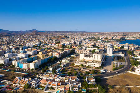 Aerial view of Praia city in Santiago - Capital of Cape Verde Islands - Cabo Verdeの写真素材