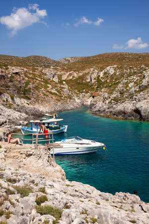 Aerial view of Porto Vromi beach in Zakynthos (Zante) island, in Greeceの写真素材