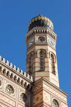 Budapest jewish synagogue architecture detail in Budapest in Hungaryの写真素材