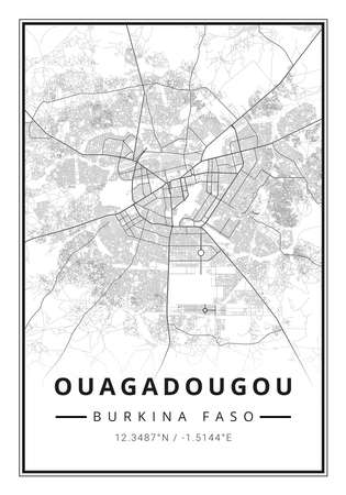 Street map art of Ouagadougou city in Burkina Faso - Africaの写真素材