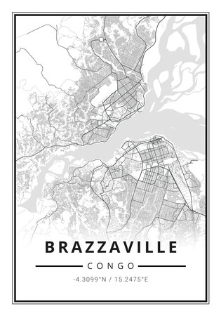 Street map art of Brazzaville city in Congo - Africaの写真素材
