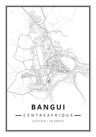 Street map art of Bangui city in Central Africa - Africaの写真素材