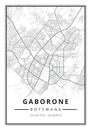 Street map art of Gaborone city in Botswana - Africaの写真素材
