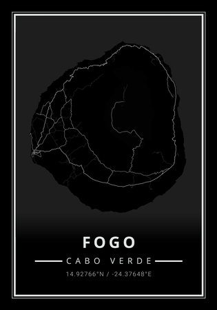 Street map art of Fogo island in Cape Verde - Africaの写真素材