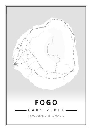 Street map art of Fogo island in Cape Verde - Africaの写真素材