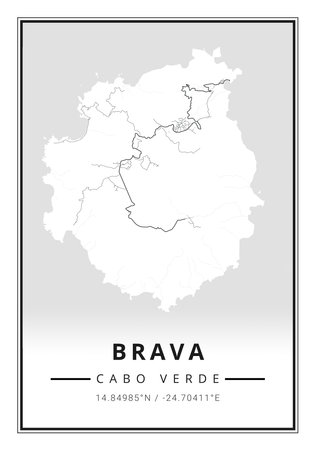 Street map art of Brava island in Cape Verde - Africaの写真素材