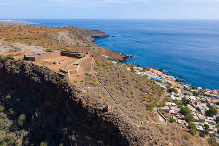 Aerial view Cidade Velha city in Santiago - Cape Verde - Cabo Verdeの写真素材