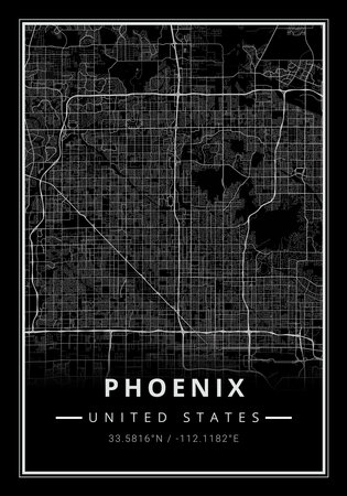 Street map art of Phoenix city in USA - United States of America - Americaの写真素材