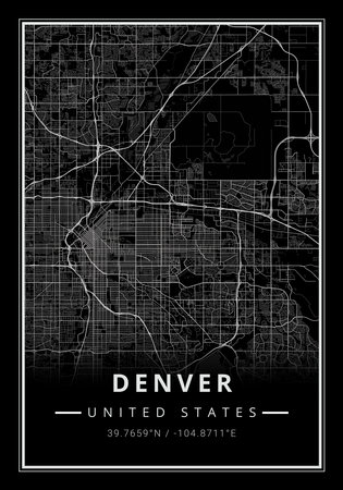 Street map art of Denver city in USA - United States of America - Americaの写真素材