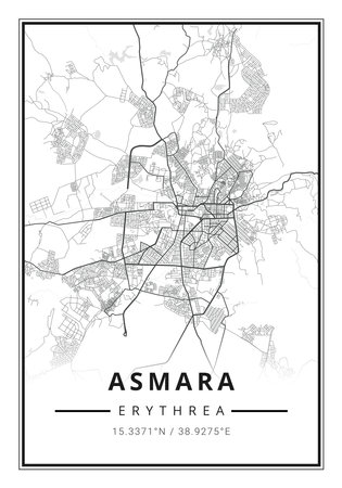 Street map art of asmara city in erythrea - Africaの写真素材