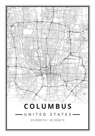 Street map art of Columbus city in USA - United States of America - Americaの写真素材