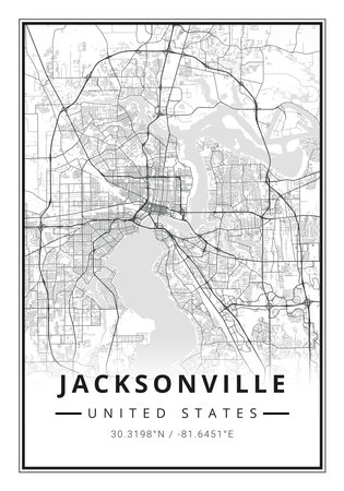 Street map art of Jacksonville city in USA - United States of America - Americaの写真素材