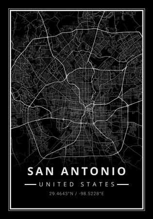 Street map art of San Antonio city in USA - United States of America - Americaの写真素材