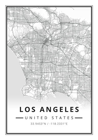 Street map art of Los Angeles city in USA - United States of America - Americaの写真素材