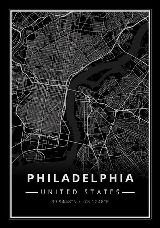 Street map art of Philadelphia city in USA - United States of America - Americaの写真素材