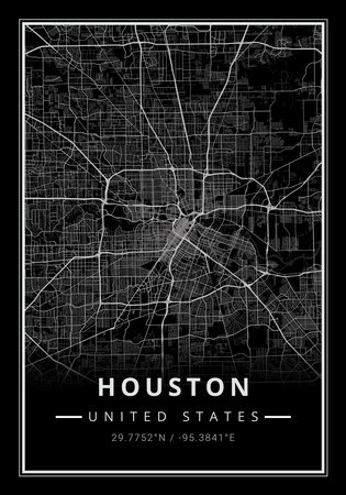 Street map art of Houston city in USA - United States of America - Americaの写真素材