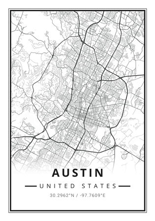 Street map art of Austin city in USA - United States of America - Americaの写真素材
