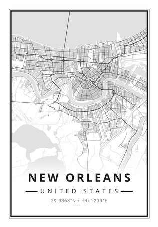 Street map art of New Orleans city in USA - United States of America - Americaの写真素材