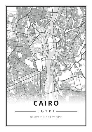 Street map art of cairo city in egypt - Africaの写真素材
