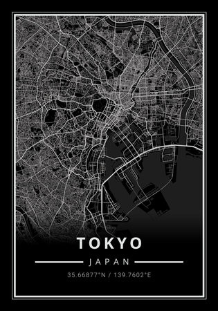 Street map art of Tokyo city in Japanの写真素材