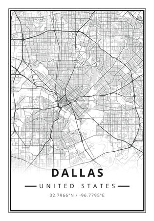 Street map art of Dallas city in USA - United States of America - Americaの写真素材