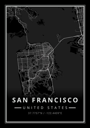 Street map art of San Francisco city in USA - United States of America - Americaの写真素材