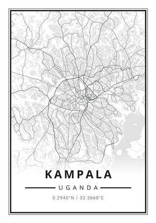 Street map art of Kampala city in Uganda - Africaの写真素材
