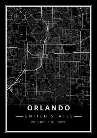 Street map art of Orlando city in USA - United States of America - Americaの写真素材