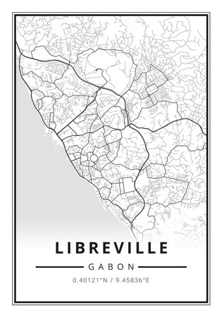 Street map art of Libreville city in Gabon - Africaの写真素材