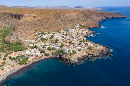 Aerial view Cidade Velha city in Santiago - Cape Verde - Cabo Verdeの写真素材