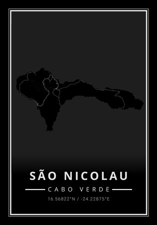 Street map art of Sao Nicolau island in Cape Verde - Africaの写真素材