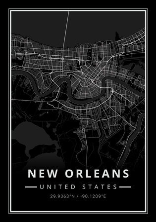 Street map art of New Orleans city in USA - United States of America - Americaの写真素材