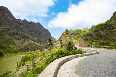 Principal, Santiago Island, landscape in rain season - Cape Verdeの写真素材