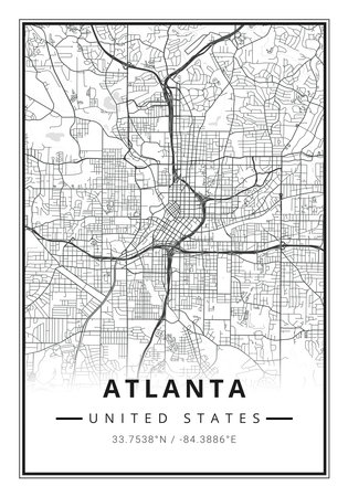 Street map art of Atlanta city in USA - United States of America - Americaの写真素材