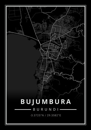 Street map art of Bujumbura city in Burundi - Africaの写真素材