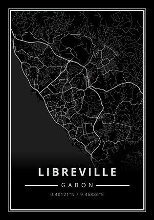 Street map art of Libreville city in Gabon - Africaの写真素材