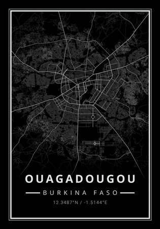 Street map art of Ouagadougou city in Burkina Faso - Africaの写真素材