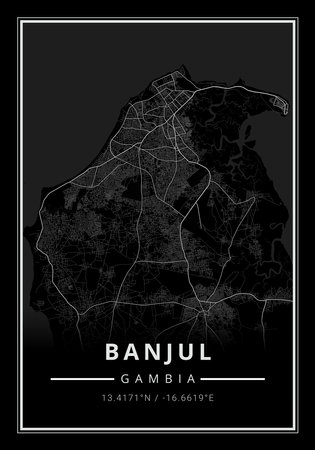 Street map art of Banjul city in Gambia - Africaの写真素材