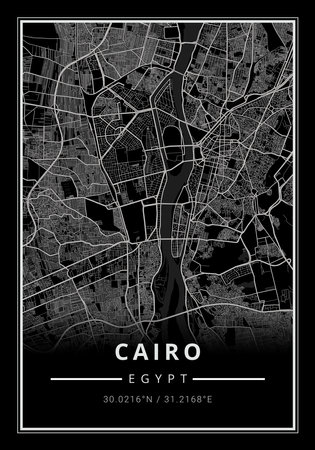 Street map art of cairo city in egypt - Africaの写真素材
