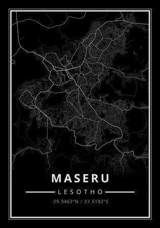 Street map art of Maseru city in Lesotho - Africaの写真素材