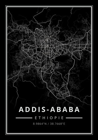 Street map art of Addis Ababa city in Ethiopia - Africaの写真素材