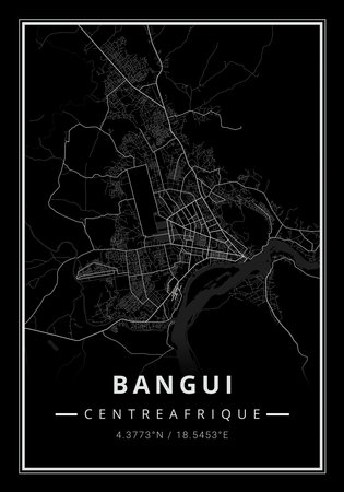 Street map art of Bangui city in Central Africa - Africaの写真素材