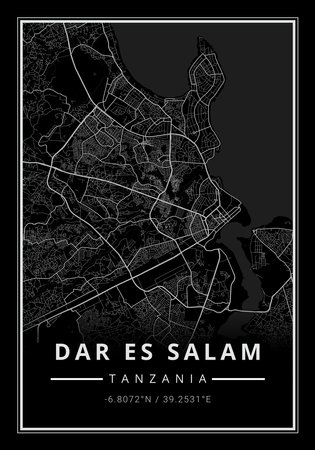 Street map art of Dar Es Salam city in Tanzania - Africaの写真素材