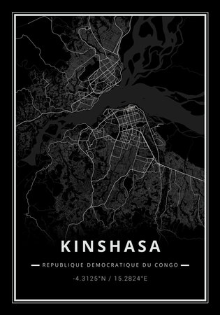 Street map art of Kinshasa city in Congo DRC - Africaの写真素材